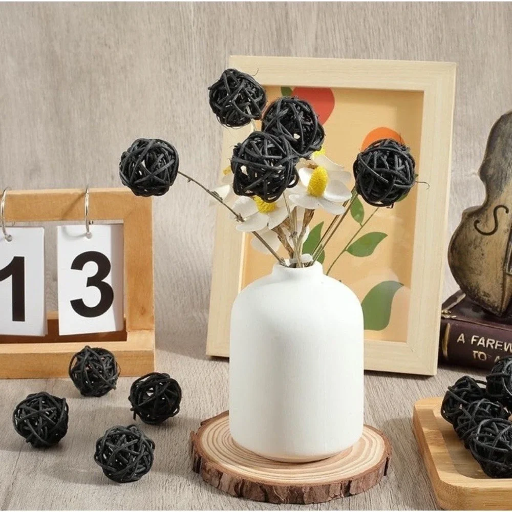 Wicker Rattan Balls Black 1.2